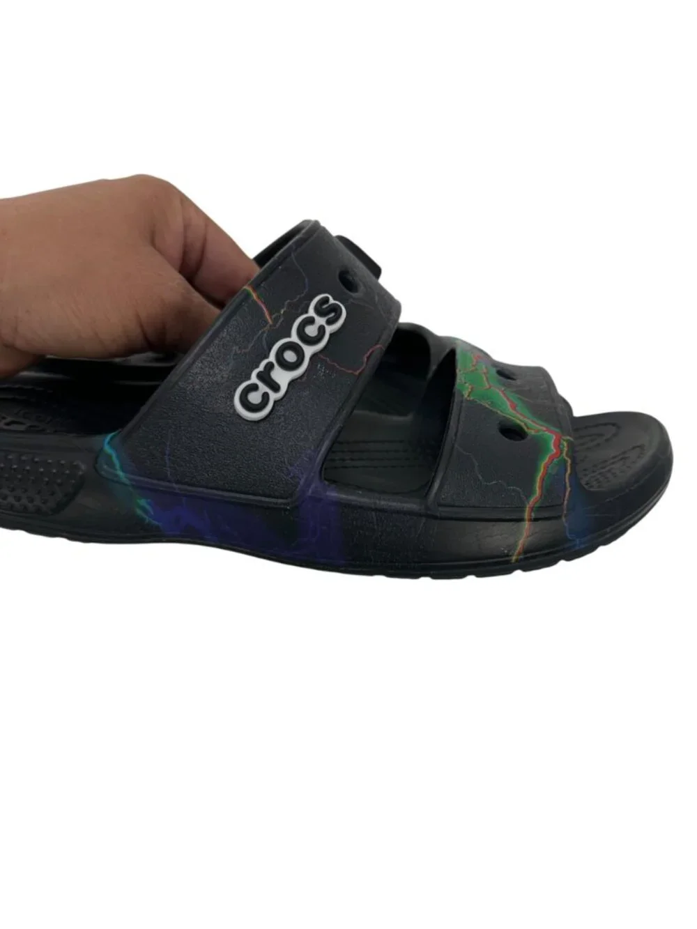 Crocs Mens SZ 7 Women SZ 9 Multicolor Double Strap Slide Sandals Unisex